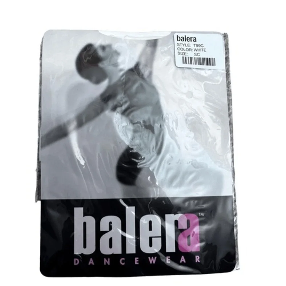 Balera T99C Footed Dance Tights Child Small 6-6X White Ballet Recital Opaque